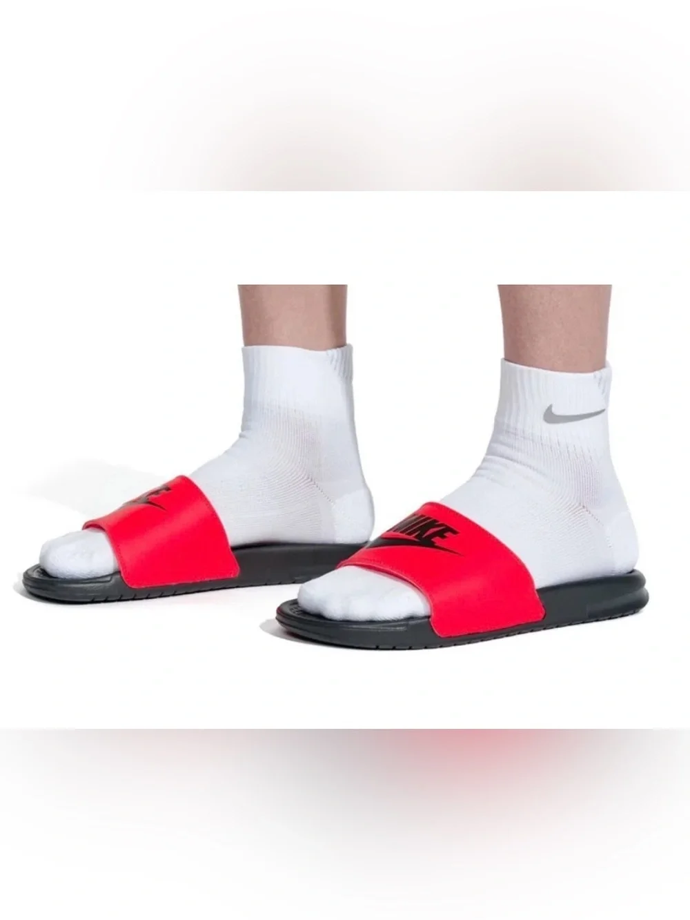 Nike Benassi JDI Just Do It Slides Sandals Slippers Red Black 343880-605 11,12